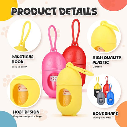 Zhehao 50 Pcs Dog Poop Trash Bag Holder Dispenser Dog Poop Waste Bag Holder Plastic Dog Waste Bag for Leash with Hook and Leak Proof PET Waste Bags for Walking Hiking Camping (Penguin)