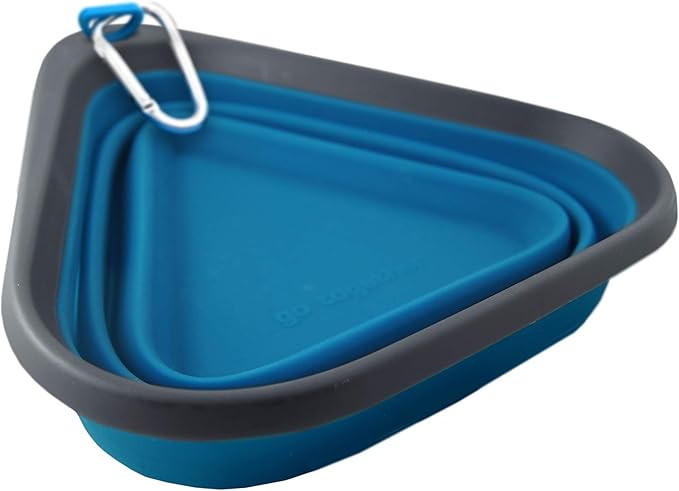 Kurgo Collapsible & Portable Travel Dog Bowl | Mash N’ Stash | Portable Water for Dogs | Food Grade Silicone Collapsible Dog Bowl | BPA No | Pet Travel Accessories | Holdsup to 24 oz (Regular), Blue