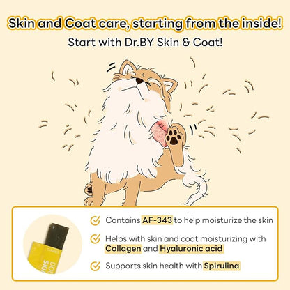 Skin & Coat – Natural Supplement for Dog’s Itch Relief and Shiny Coat with Omega 3 Fish Collagen, Spirulina, Probiotics - 30 Individually Packaged (1 Pack)