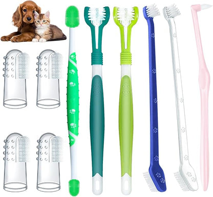 10 Pack Toothbrush for Dogs Dog Tooth Brushing Kit, Three Sided Dog Tooth Brush Double Headed Dog Toothbrush Puppy Tooth Brushing Kit Silicone Dog Finger Toothbrush Cat Toothbrush for Pet Dental Care
