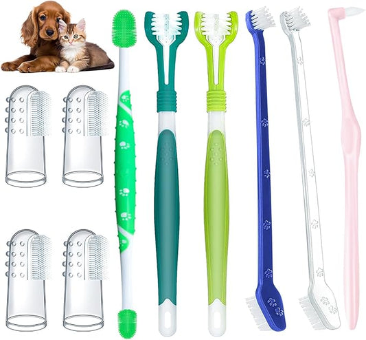 10 Pack Toothbrush for Dogs Dog Tooth Brushing Kit, Three Sided Dog Tooth Brush Double Headed Dog Toothbrush Puppy Tooth Brushing Kit Silicone Dog Finger Toothbrush Cat Toothbrush for Pet Dental Care