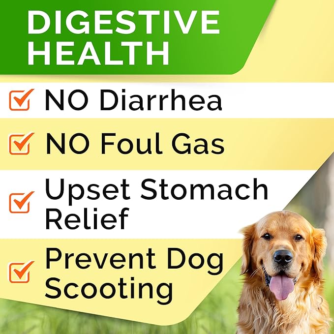 StrellaLab Dog Probiotics Treats for Picky Eaters - Digestive Enzymes + Prebiotics - Chewable Fiber Supplement - Allergy, Diarrhea, Gas, Constipation, Upset Stomach Relief - Improve Digestion&Immunity