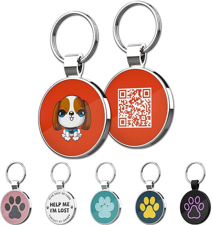 MYLUCKYTAG QR Code Pet ID Tags Dog Tags - Pet Online Profile - Scan QR Receive Instant Pet Location Alert Email