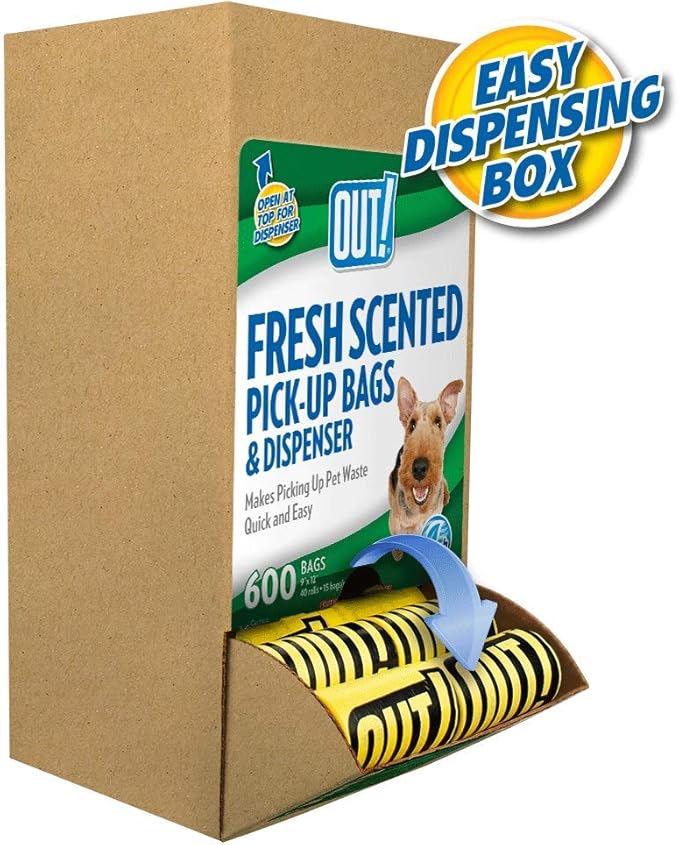 OUT! Dog Poop Bags | Strong, Leak Proof Dog Waste Bags | 9 x 12 Inches, 600 Yellow Bags