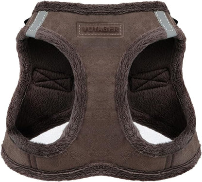 Voyager Step-In Plush Dog Harness – Soft Plush, Step In Vest Harness for Small and Medium Dogs by Best Pet Supplies - Harness (Chocolate Suede), L (Chest: 18 - 20.5")