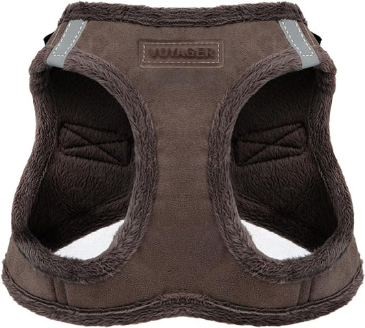 Voyager Step-In Plush Dog Harness – Soft Plush, Step In Vest Harness for Small and Medium Dogs by Best Pet Supplies - Harness (Chocolate Suede), L (Chest: 18 - 20.5")