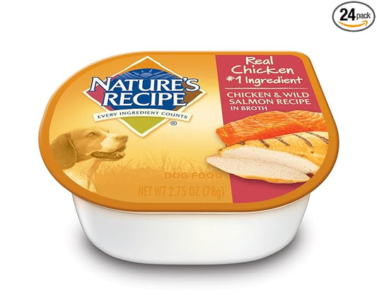 Nature's Recipe Wet Dog Food, Chicken & Wild Salmon Recipe In Broth, 2.75-Ounce Cup (Pack of 24)
