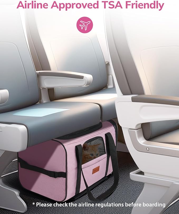 Morpilot Cat Carrier with Wheels Airline Approved, Pet Dog Carrier with Wheels for Small Dogs, Rolling Cat Carrier for Large Cats Puppy Stroller Detachable and Foldable Pet Travel Bag Pink