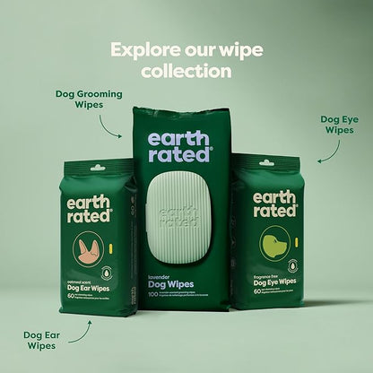 Earth Rated Dog Ear Wipes, Hypoallergenic and Plant Based Ear Wipes for Dogs to Remove Dirt and Wax Build up, Oatmeal Scent, 60 Count