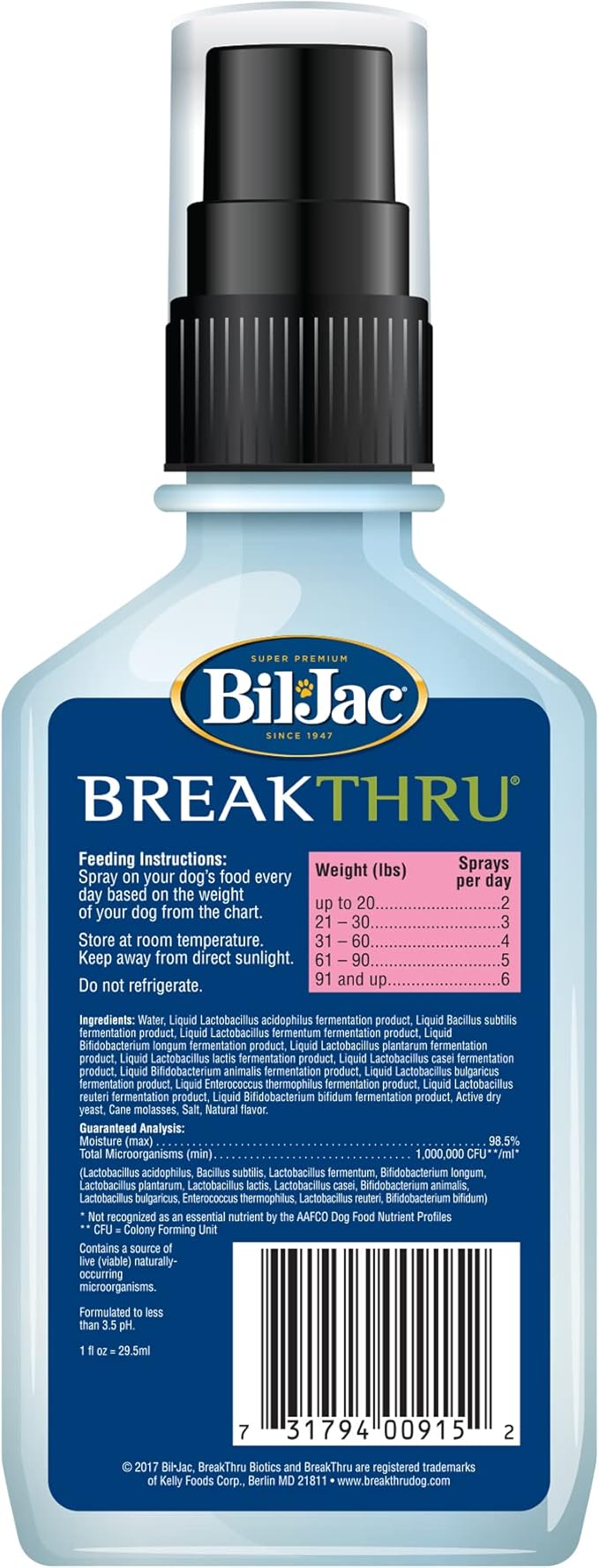 Bil-Jac BreakThru Biotics Probiotic Supplement for Dogs - 2-Pack, Premium Pet Digestive Health Support, Canine Food Enhancer with Natural Ingredients for Gut Balance and Immune System Boost