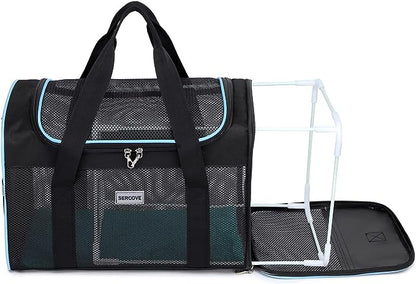 Frame Soft Surface pet Carrier, cat, Dog and Rabbit Airline-Approved pet Transport Carrier, Non-Collapse Deformation and Safety Special Zipper Hook Design.