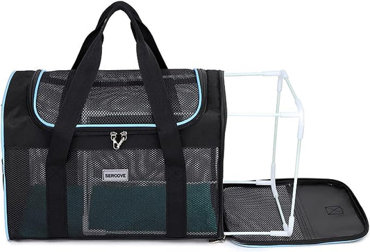 Frame Soft Surface pet Carrier, cat, Dog and Rabbit Airline-Approved pet Transport Carrier, Non-Collapse Deformation and Safety Special Zipper Hook Design.
