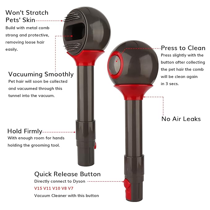 Pet Grooming Tool Kit for Dyson - Pet Hair Grooming Tool Shedding Deshedding Brush and Extension Hose for Dyson GEN5 G5 V15 V12 V11 V10 V8 V7 Vacuum Cleaner