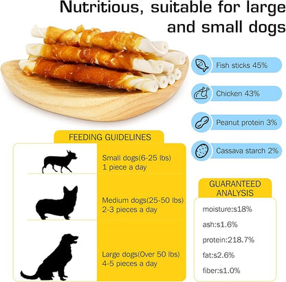 HealthyBones Chicken Breast Wrapped Natural Dog Treats for Coton de Tulear and Other Small Companion Dogs, 36 Count