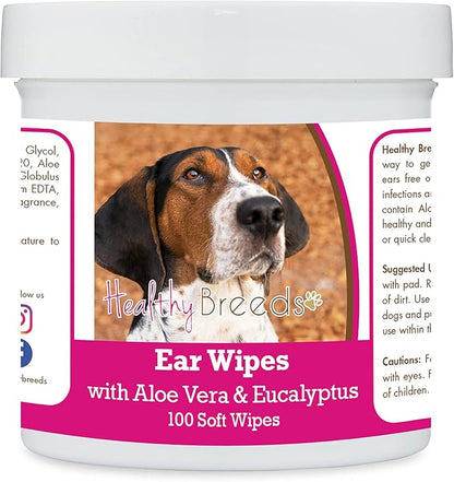 Healthy Breeds Treeing Walker Coonhound Ear Cleaning Wipes with Aloe & Eucalyptus for Dogs 100 Count