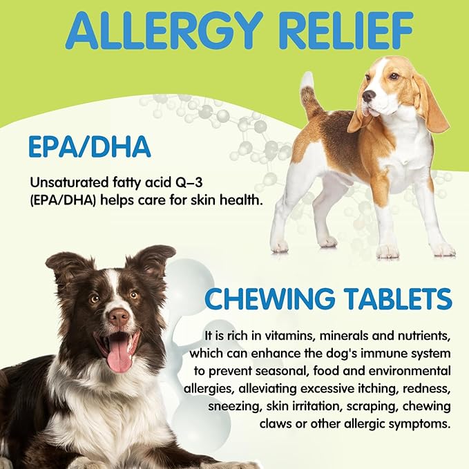 Dog Allergy Relief Chews for All Ages All Breeds - cgify 120 Soft Chews for Dog Itch Relief, Immune Chews, Skin & Coat Supplement, Omega 3 Fish Oil Probiotics for Dogs (Chicken Flavored)