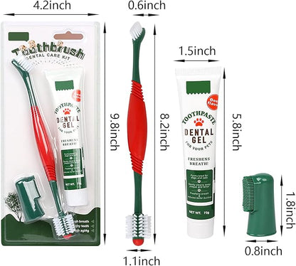 Pet Dog Toothbrush Toothpaste Finger Toothbrush Set Cat Toothbrush Teeth Cleaning Dental Care Kit Fresh Mouth Kit Beef Flavor Dog Cat Removal Plaque Gum Keep Tooth Health