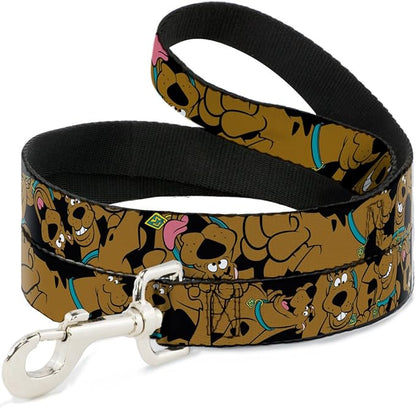 Buckle-Down Dog Leash Scooby Doo Stacked Close Up Black Available In Different Lengths And Widths For Small Medium Large Dogs and Cats, 6 Feet Long - 1/2" Wide