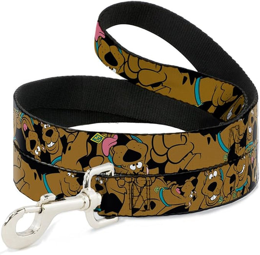 Buckle-Down Dog Leash Scooby Doo Stacked Close Up Black Available In Different Lengths And Widths For Small Medium Large Dogs and Cats, 6 Feet Long - 1/2" Wide