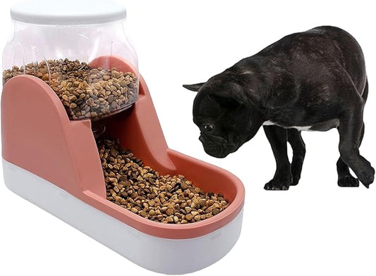 kathson Automatic Dog Food Feeder Gravity Cat Food Dispenser Large Capacity Pet Self Feeding Station Bowl Dish for Small and Medium Dogs Cats，1 Gallon，Pink