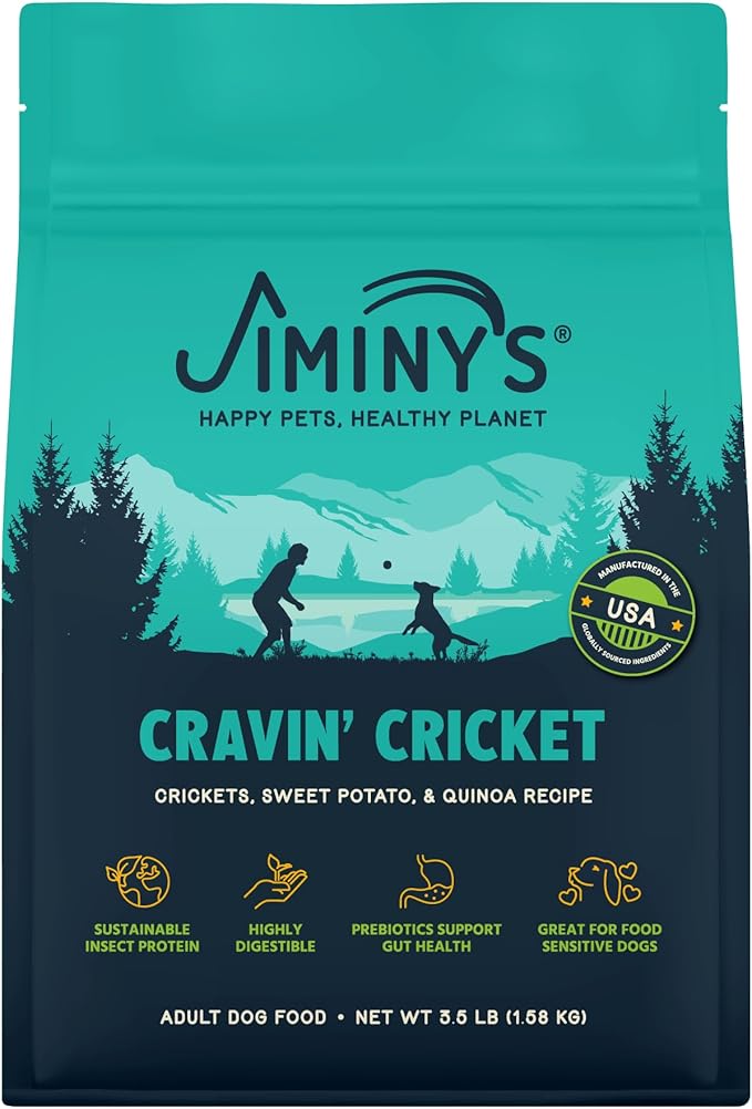 Jiminy's Cravin' Cricket Dry Dog Food, Hypoallergenic, Sensitive Stomach, 3.5lb Bag (Pack of 1)