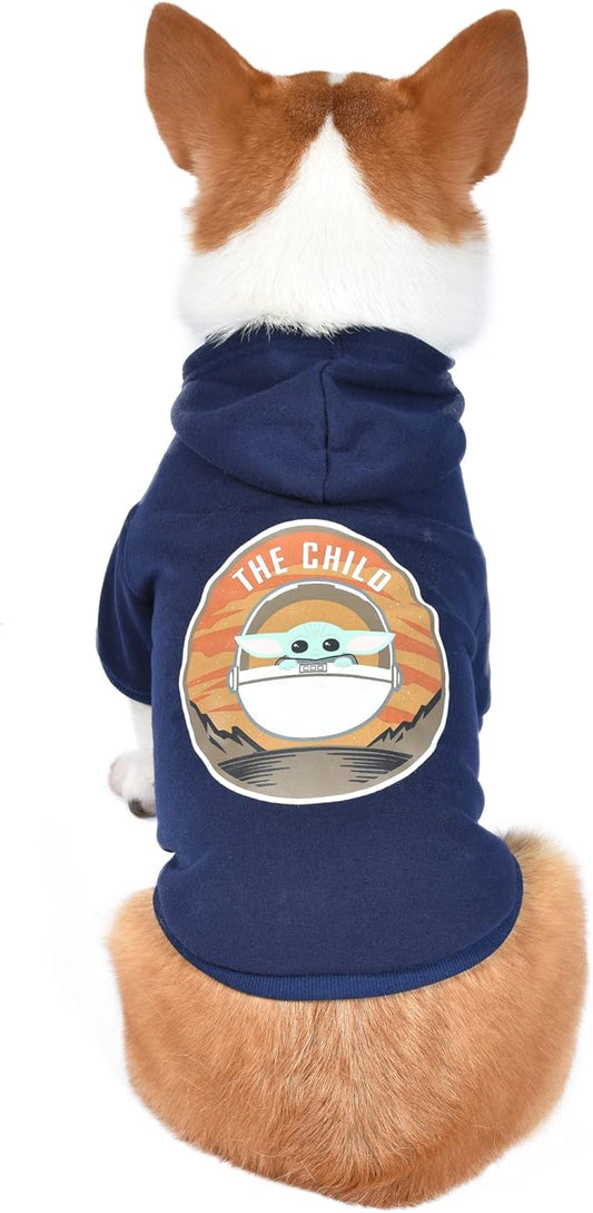 STAR WARS for Pets The MANDALORIAN Hoodie for Dogs, “The CHILD” Design with Leash Attachment Hole, Extra Large| STAR WARS Apparel for Dogs | Cozy Hooded GROGU Sweatshirt for Dogs Navy