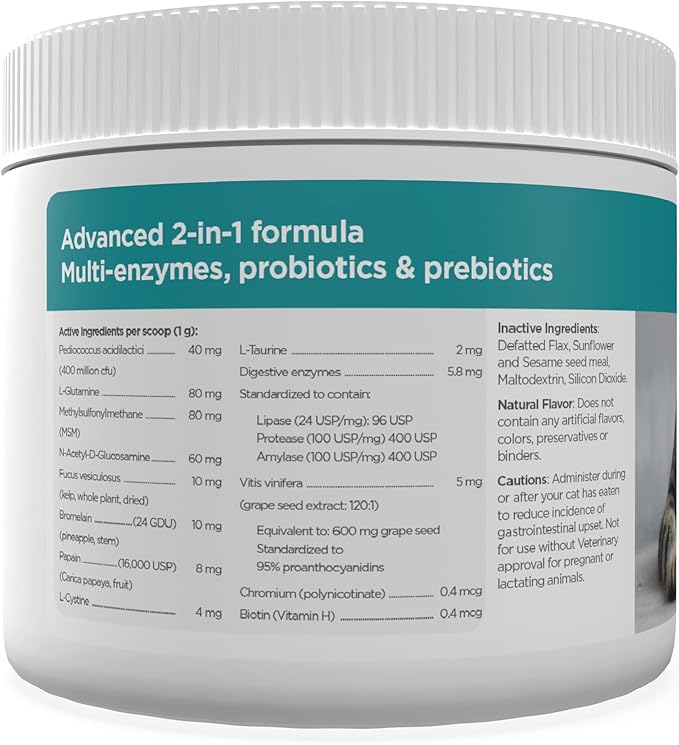 maxxidigest+ Digestive and Immune Support Supplement for Cats with Probiotics, Prebiotics and Digestive Enzymes – 7 oz