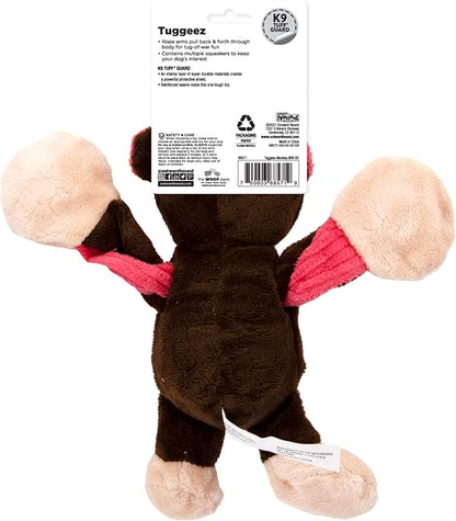 Outward Hound Baby Pulleez Monkey Squeaky Plush Dog Toy with Ropes for Pull-Through Tugging Action
