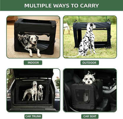 24 inch 3-Door Collapsible Dog Crate for Small Dogs, Portable Dog Travel Crate for Indoor & Outdoor, Soft Side Puppy Foldable Kennel Cage with Durable Mesh Windows & Strong Steel Frame