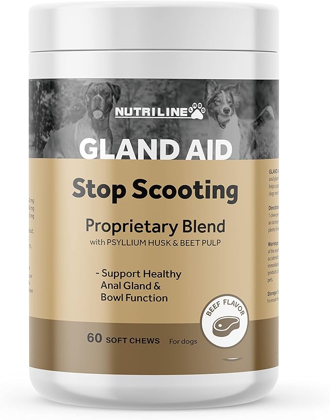 Anal Gland Support Soft Chews for Dogs - Dog Supplements with Beet Pulp, Psyllium Husk, Dandelion Root & Pumpkin - Digestive & Gut Health, Normal Bowel Function - Beef Flavor, 60 Count