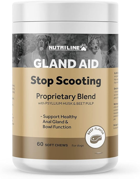 Anal Gland Support Soft Chews for Dogs - Dog Supplements with Beet Pulp, Psyllium Husk, Dandelion Root & Pumpkin - Digestive & Gut Health, Normal Bowel Function - Beef Flavor, 60 Count