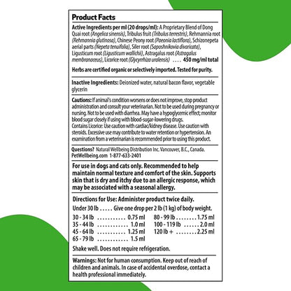 Pet Wellbeing Itch Support Gold for Dogs - Vet-Formulated - Itchy Skin & Paws, Hot Spots, Skin Allergies - Natural Herbal Supplement 2 oz (59 ml)