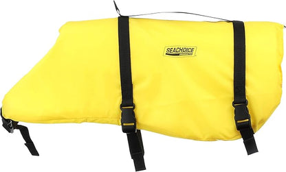 Seachoice Dog Life Vest, Adjustable Life Jacket for Dogs, w/Grab Handle, Yellow, Size Large, 50-90 Lbs.