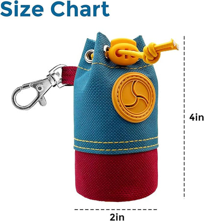 Dog Poop Bag Holder, Portable Dog Poop Bag Dispenser with 1 Metal Clip, Bucket Fashion Color Matching Canvas Poop Pag Polders for Leashes