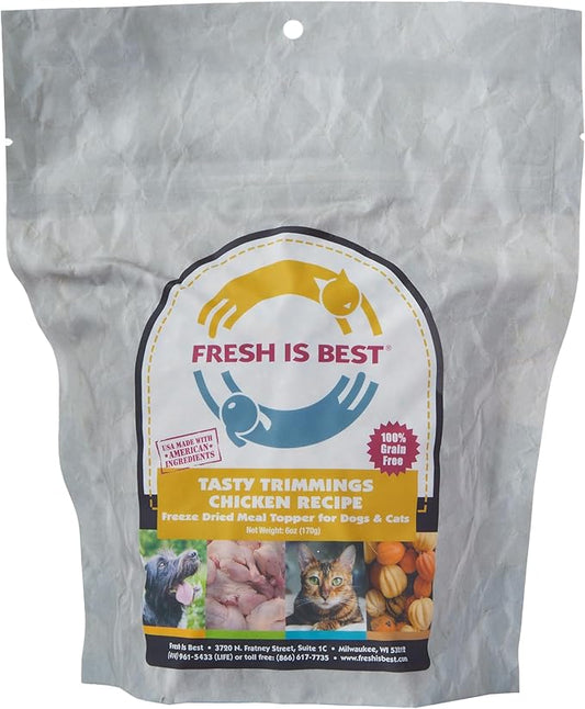 Fresh Is Best - Tasty Trimmings Freeze Dried Raw Meal Topper for Dogs & Cats - Chicken, 6 Ounces