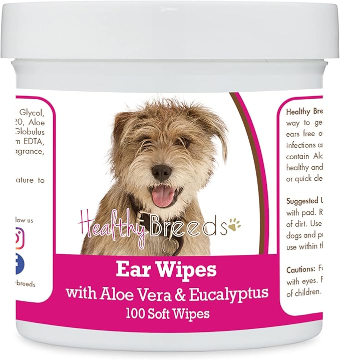Healthy Breeds Mutt, Brown, Ear Cleaning Wipes with Aloe & Eucalyptus for Dogs 100 Count