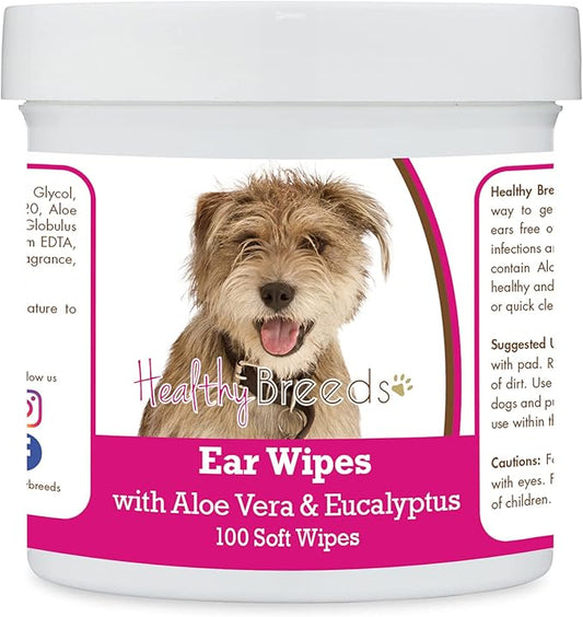 Healthy Breeds Mutt, Brown, Ear Cleaning Wipes with Aloe & Eucalyptus for Dogs 100 Count