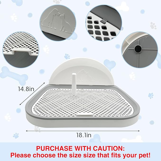 Hamiledyi Dog Toilet Dog Potty Pet Indoor Potty Indoor Potty Training Tray Simulated Wall Dog Toilet Portable Indoor Removable Dog Toilet with Removable Grille for Small Dogs puddy(Off-white)