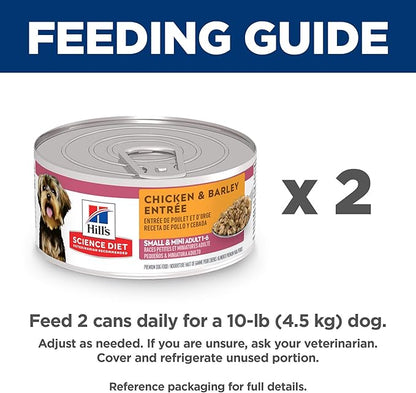 Hill's Science Diet Small & Mini, Senior Adult 7+, Small & Mini Breeds Senior Premium Nutrition, Wet Dog Food, Chicken & Barley Loaf, 5.8 oz Can, Case of 24