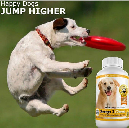 Amazing Omega 3 Fish Oil for Dogs - Omega 3 for Dogs Shedding and Itchy Skin Relief for Dog Dry Skin and Hot Spots, EPA and DHA Fatty Acids, Dog Skin and Coat Supplement - 120 Bacon Flavor Chews