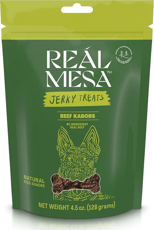 Real Mesa Beef Kabob Treats for Dogs - Dog Jerky - All-Natural, High-Protein Beef Dog Treats - Delicious & Healthy Dog Beef Jerky Snacks (4.5oz)