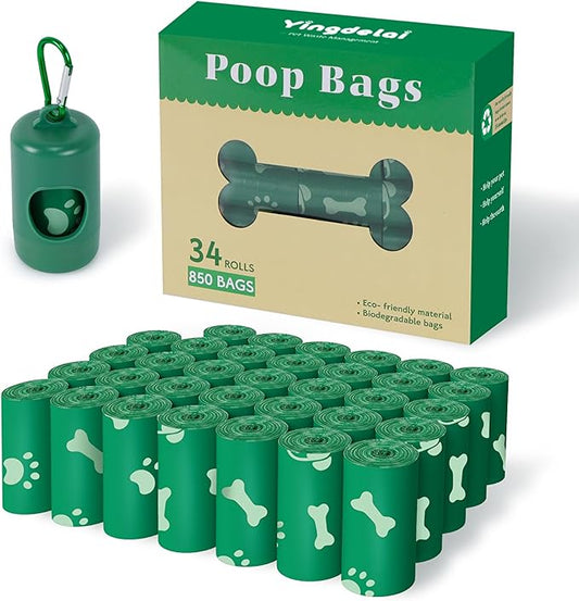 Dog Poop Bags Biodegradable Scented: Leak Proof Dog Waste Bags With 1 Dispenser, Eco-Friendly 34 Rolls Refills 25Bags/Roll Poop Bags for Dog - 850 Counts