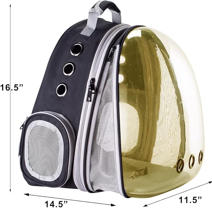 Front Expandable Cat Backpack Carrier, Fit up to 20 lbs, Polarized Bubble Window Pet Carrier Backpack for Large Fat Cat and Small Puppy