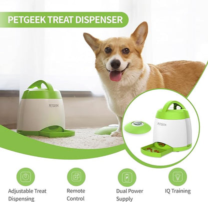 PETGEEK Automatic Dog Treat Dispenser, Dog Puzzle Memory Training Activity Toy- IQ Training Dog Button Feeder, Remote Dog Button Treat Dispenser for Dogs