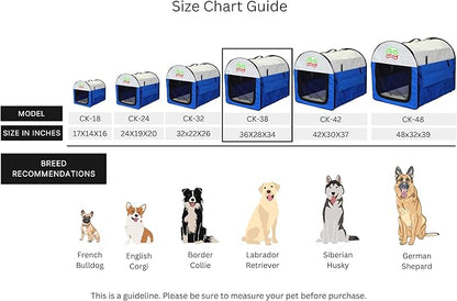 Go Pet Club 38" Rounded Top Soft Collapsible Dog Crate, Portable Pet Carrier, Thick Padded Pet Travel Crate for Indoor & Outdoor, Soft Sided Pet Foldable Kennel Cage with Durable Mesh Windows, Blue