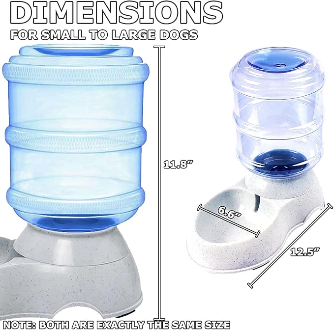 VaygWay Pet Feeder and Waterer – Self Dispensing Gravity Automatic Feeder - Food and Water Dispenser Set – Dog Cat Pet Food Bowl – 1 Gallon Feeder and 3.7 Waterer