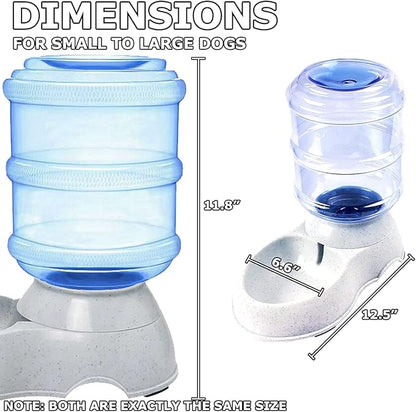 VaygWay Pet Feeder and Waterer – Self Dispensing Gravity Automatic Feeder - Food and Water Dispenser Set – Dog Cat Pet Food Bowl – 1 Gallon Feeder and 3.7 Waterer