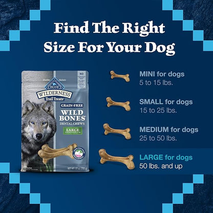Blue Buffalo Wilderness Wild Bones Grain-Free Dental Chews Dog Treats, Mini, 10-oz Bag