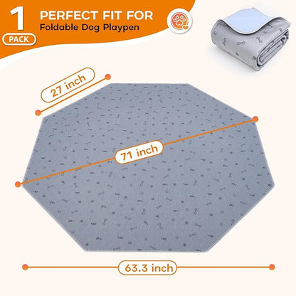 Washable Pee Pads for Dogs(Playpen not Included), 71" Diameter Reusable Puppy Pads with Super Absorbent, Specifically Designed for 24inch 8 Panels Dog Playpen-Octagon