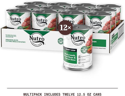 NUTRO HEARTY STEW Adult Natural Grain Free Wet Dog Food Cuts in Gravy Meaty Lamb, Green Bean & Carrot Stew, (12) 12.5 oz. Cans